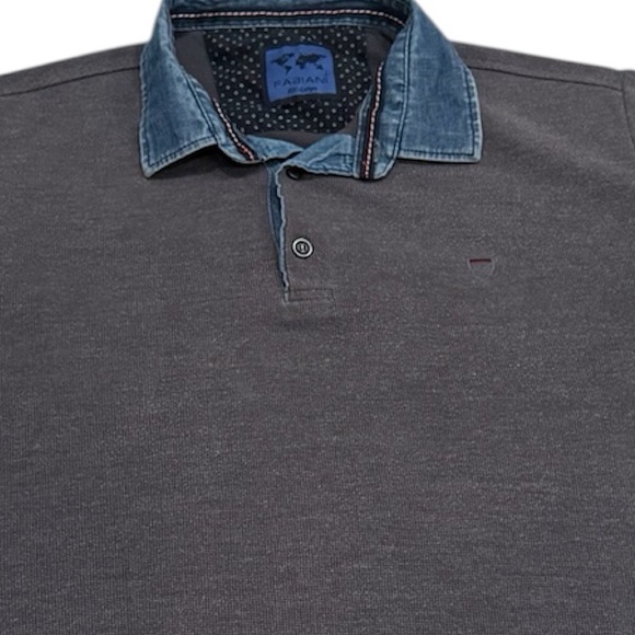 Y2K Men's Charcoal‎ Long Sleeve Polo Shirt - Picture 5 of 5